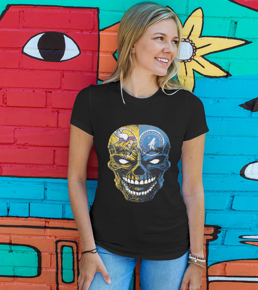 Minnesota Vikings Timberwolves Skull Mashup T-Shirt