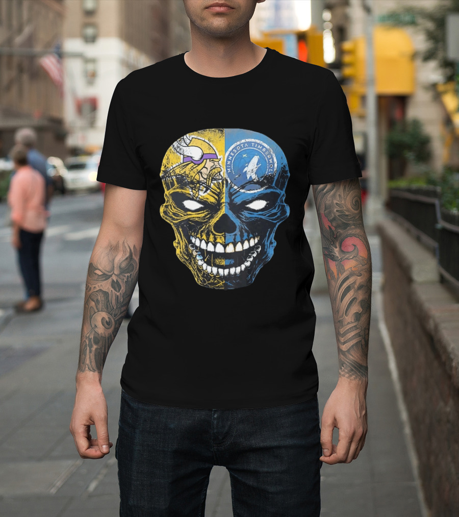 Minnesota Vikings Timberwolves Skull Mashup T-Shirt