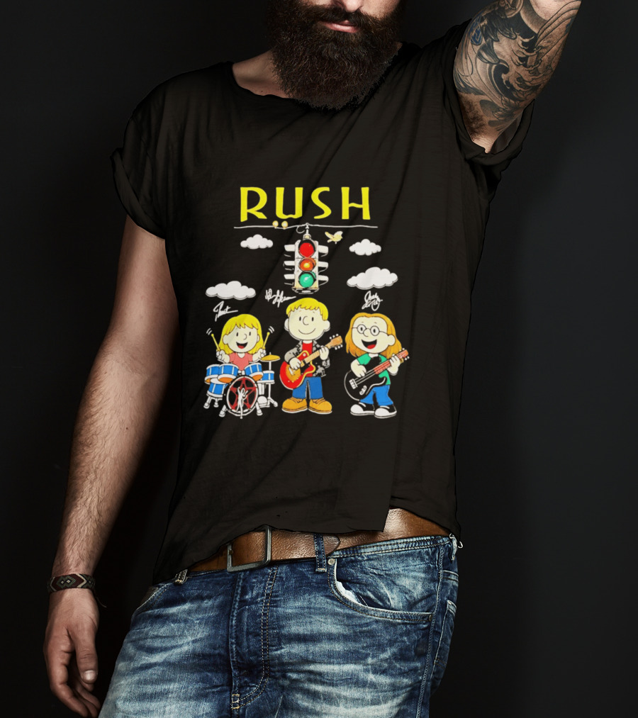 Rush Band Peanuts Parody Neil Peart Cartoon Traffic Light T-Shirt