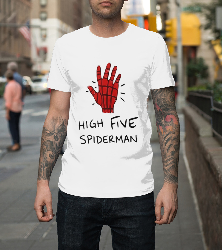 High Five Spiderman Marvel Superhero Comic Book T-Shirt