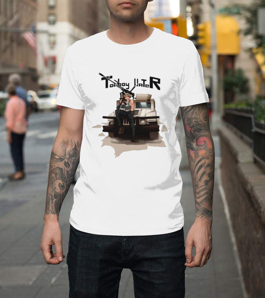 Tomboy Hater Anime Character With Gun And Armored Vehicle T-Shirt