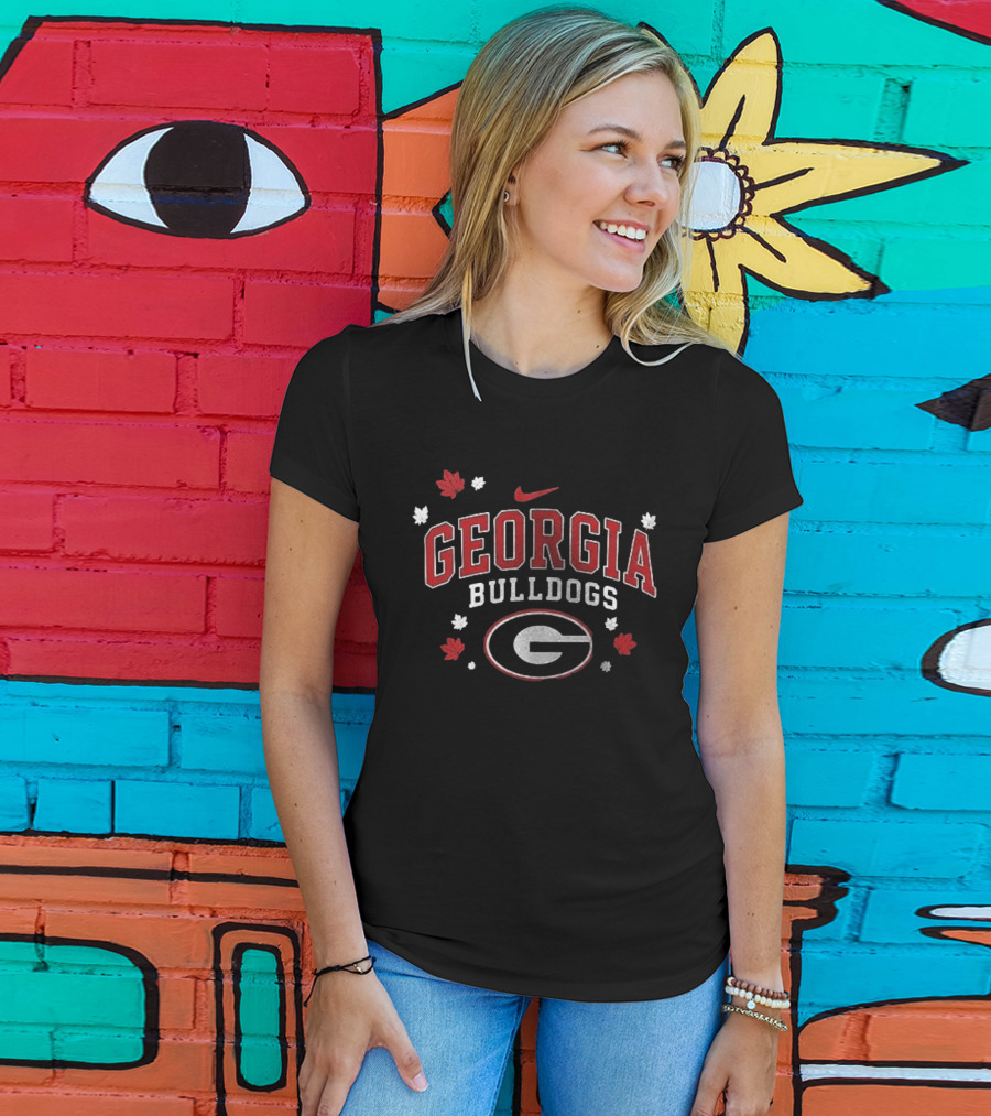 Georgia Bulldogs It's The Most Wonderful Time Of The Year Nike Logo Leafs G T-Shirt