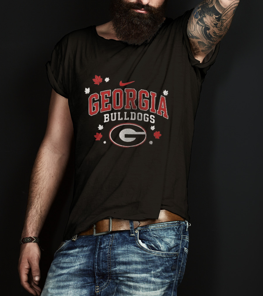 Georgia Bulldogs It's The Most Wonderful Time Of The Year Nike Logo Leafs G T-Shirt