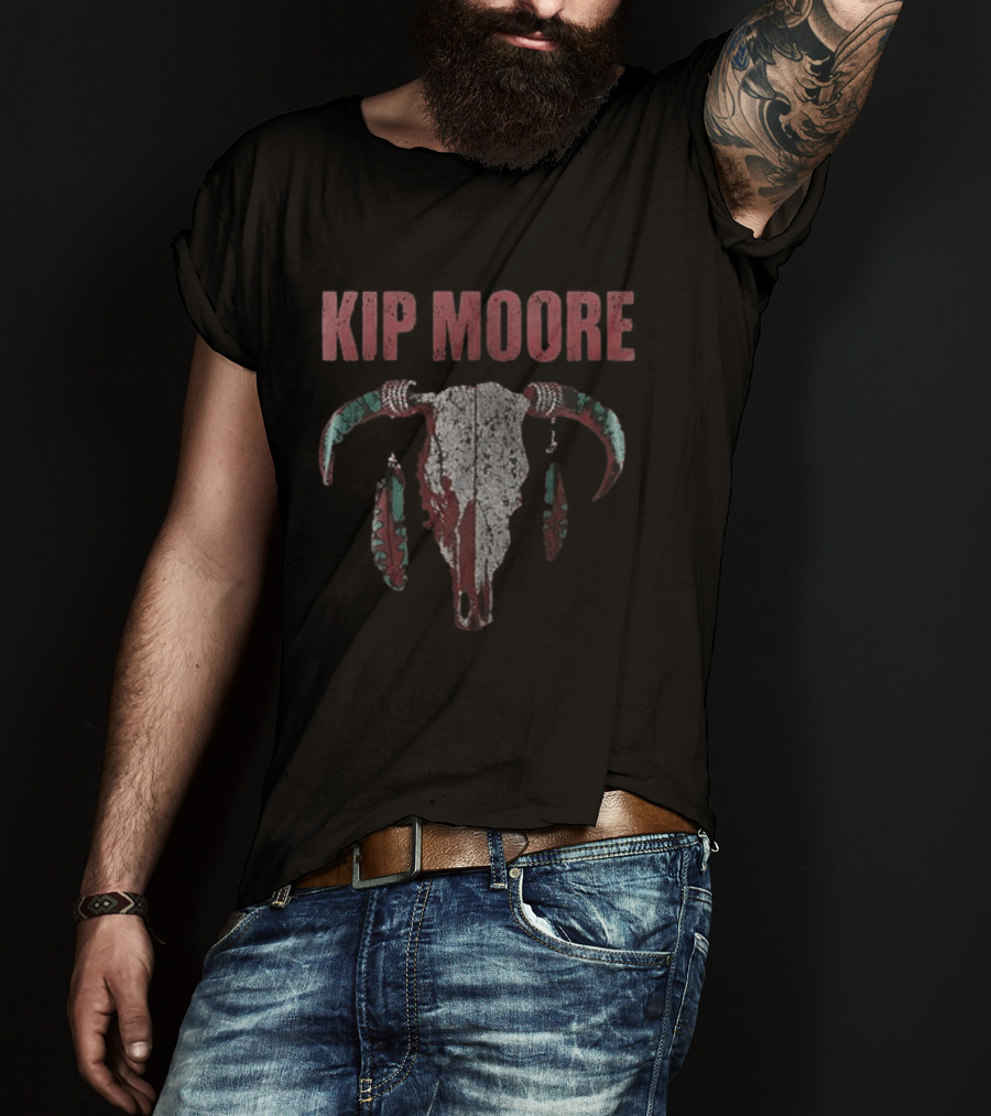 Kip Moore Rustic Bull Skull Tour Merch T-Shirt