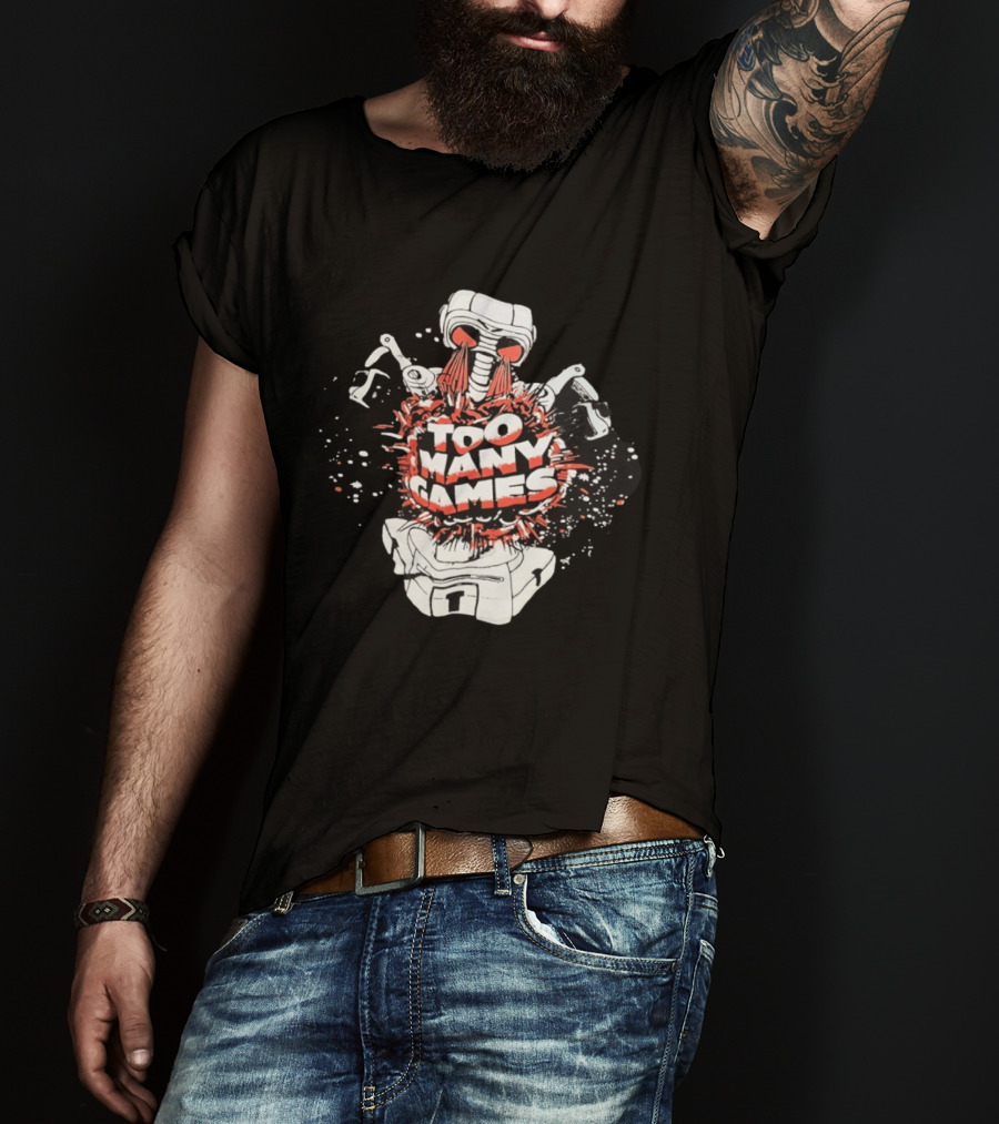 Too Many Games Robot Explosion Gamer T-Shirt