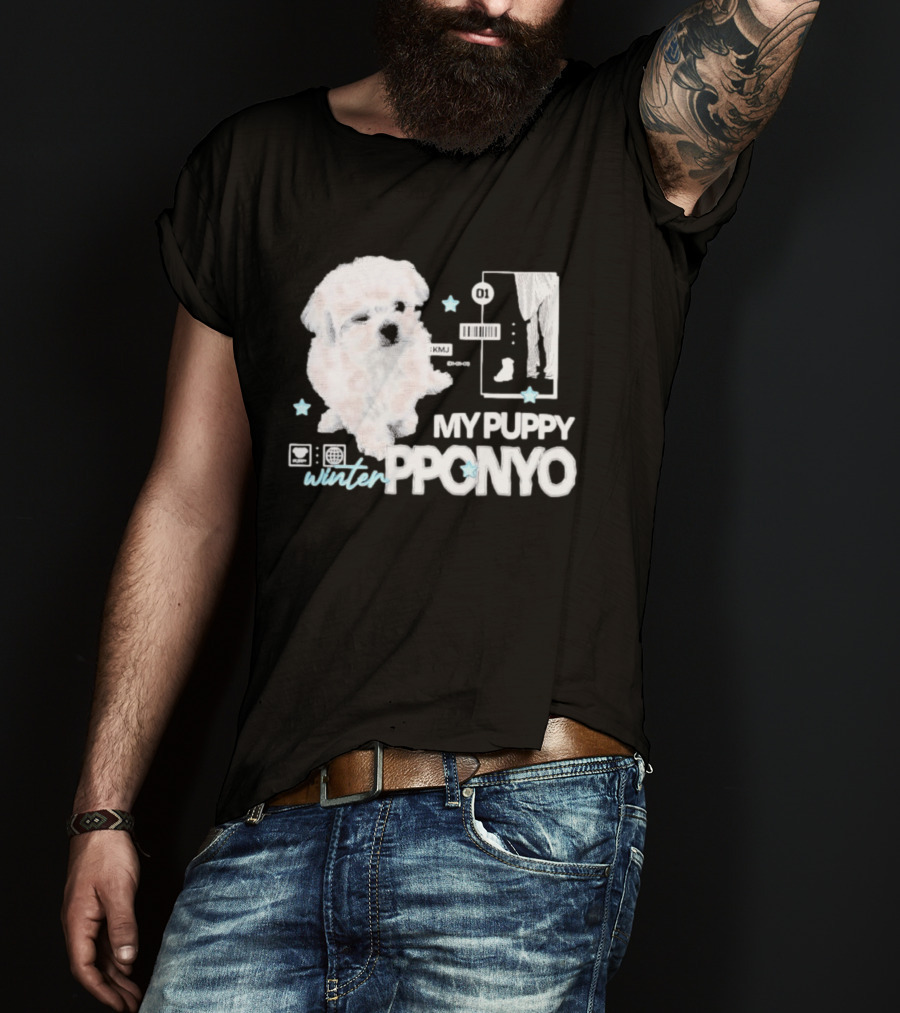Winter Aespa My Puppy Pponyo KMJ Cute Dog T-Shirt