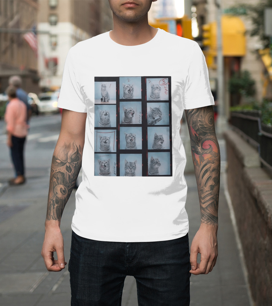 Tabby Cat Film Strip Series With Numbered Frames And Annotations T-Shirt