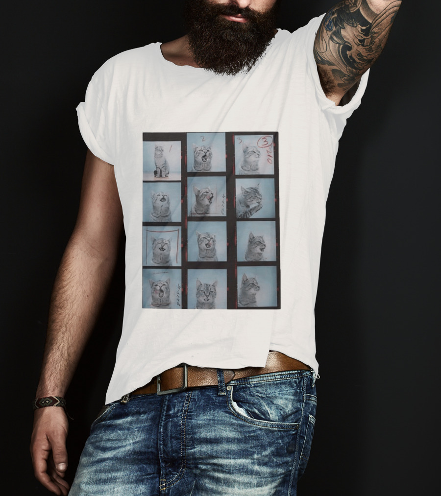 Tabby Cat Film Strip Series With Numbered Frames And Annotations T-Shirt