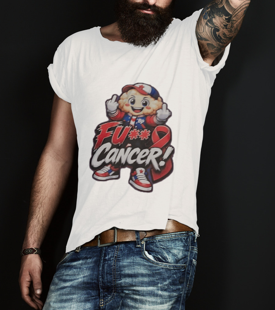 Fu Cancer BP Kid With Awareness Ribbon Support T-Shirt