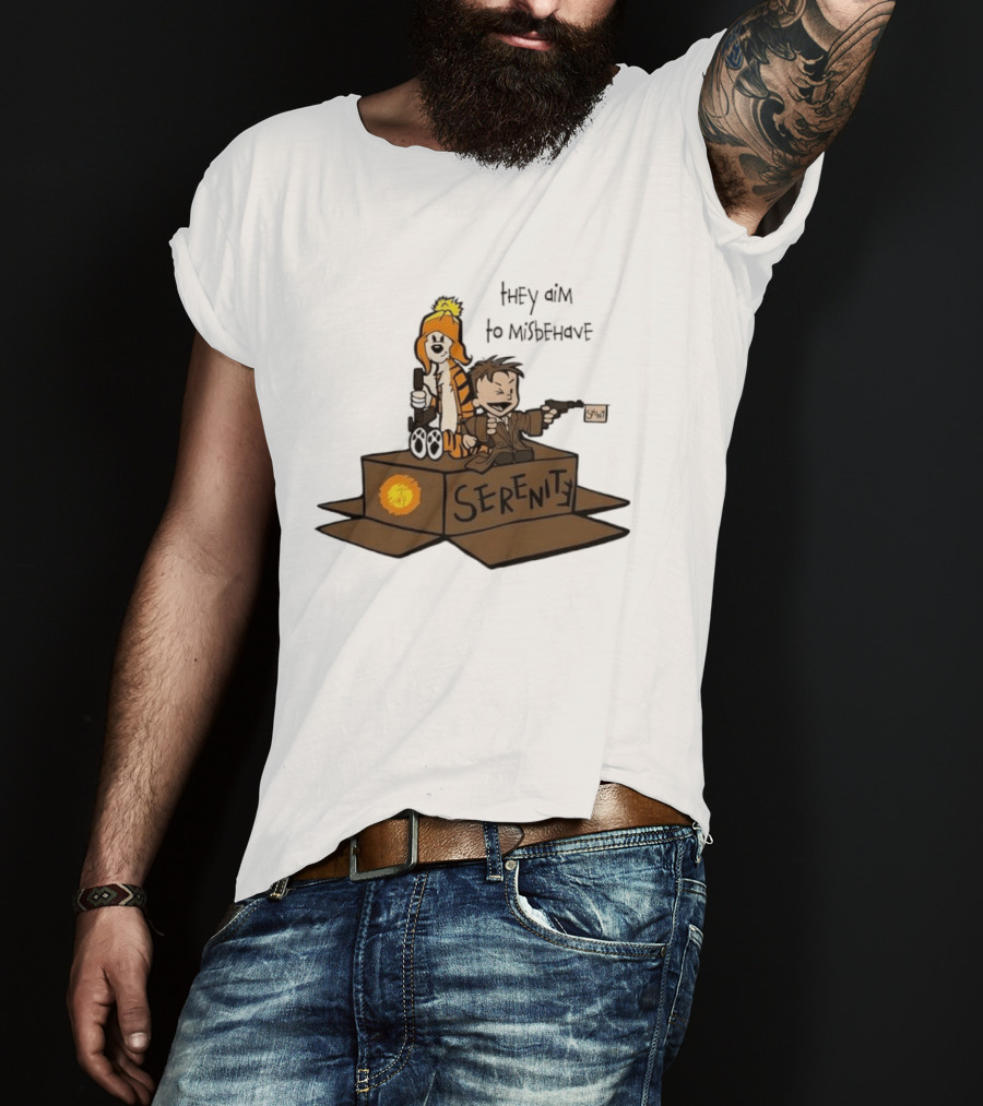 Malvin And Cobbes Serenity Hey Aim To Misbehave Box Gun Drawing T-Shirt