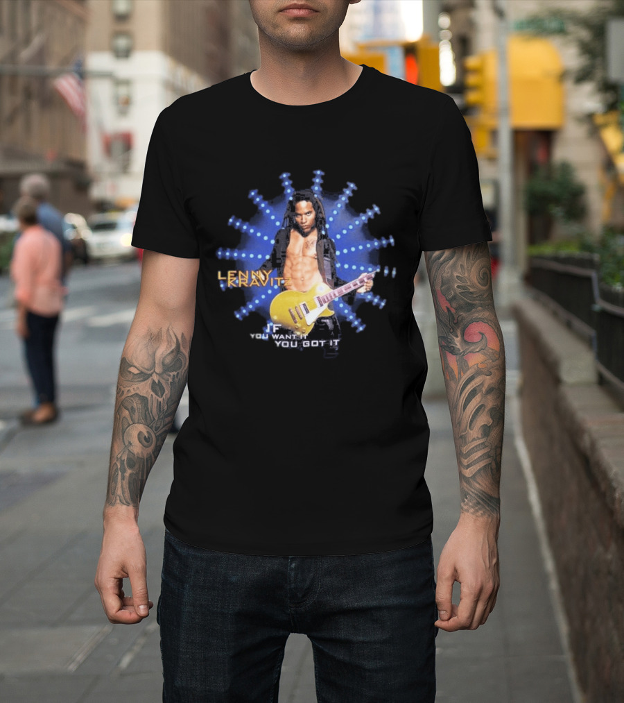 Lenny Kravitz 1993 If You Want It You Got It Yellow Guitar T-Shirt