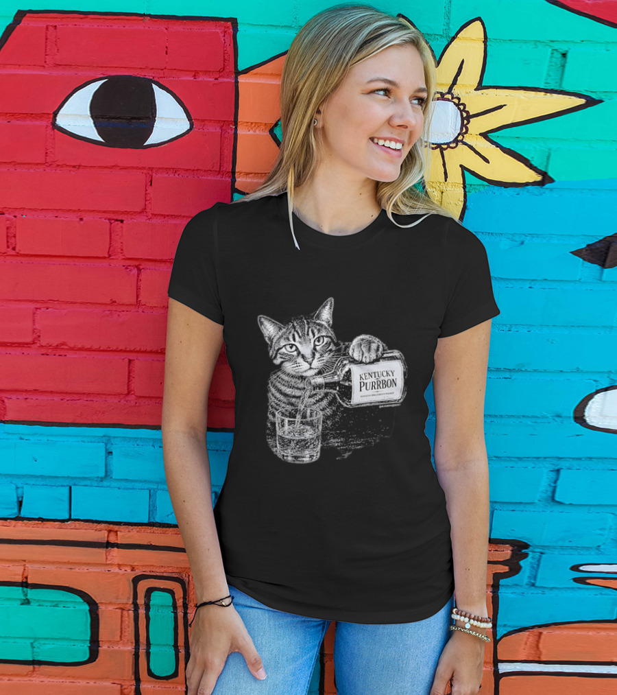 Kentucky Purrbon Cat Pouring Whiskey Bourbon T-Shirt
