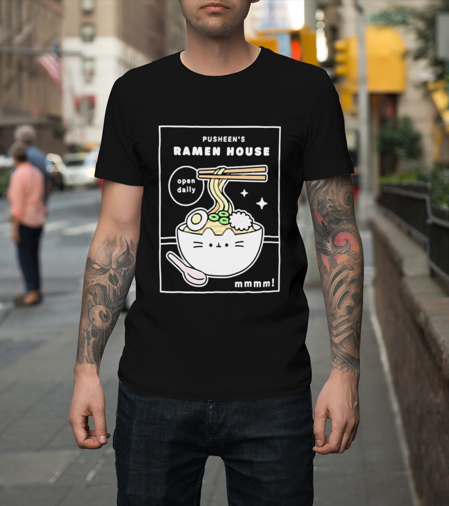 Pusheen's Ramen House Open Daily Noodles Kawaii Mmmm T-Shirt