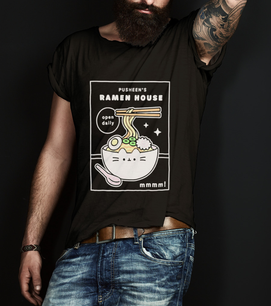 Pusheen's Ramen House Open Daily Noodles Kawaii Mmmm T-Shirt