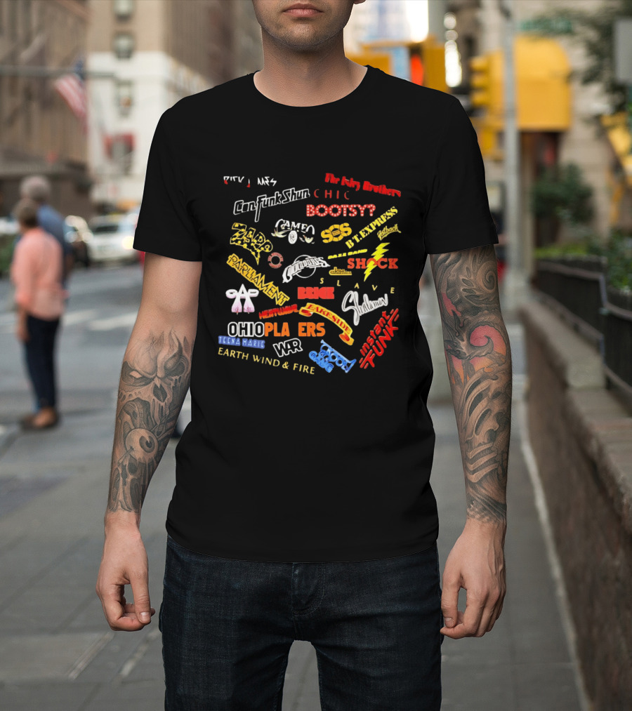 Funk Soul Music Legends R And B Bands Parliament Earth Wind Fire Bootsy Collins Isley Brothers T-Shirt