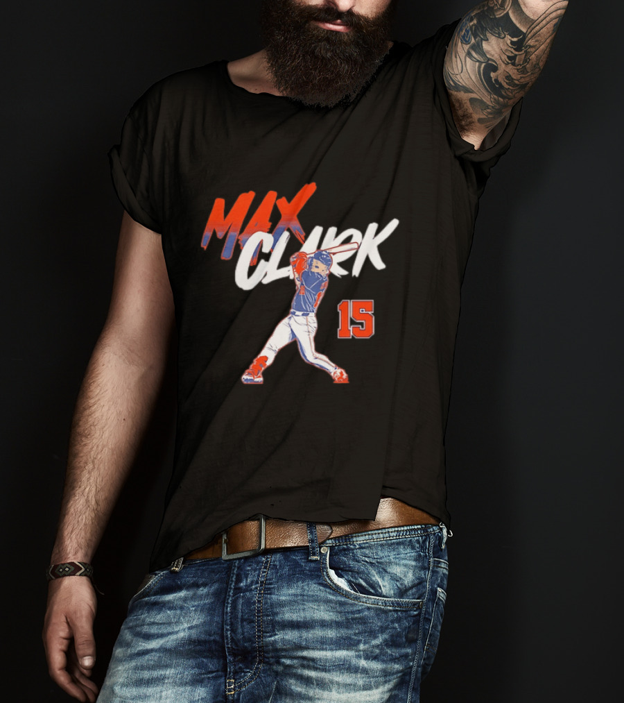Max Clark Detroit Tigers 15 Baseball Player Hitting Action T-Shirt
