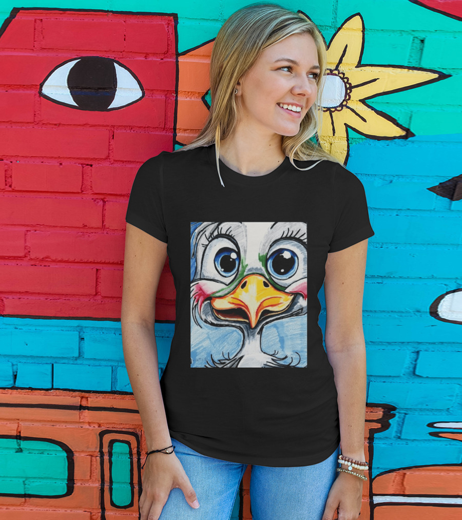 Swoopy The Charming Seagull By Viktor With Big Blue Eyes And Colorful Beak T-Shirt