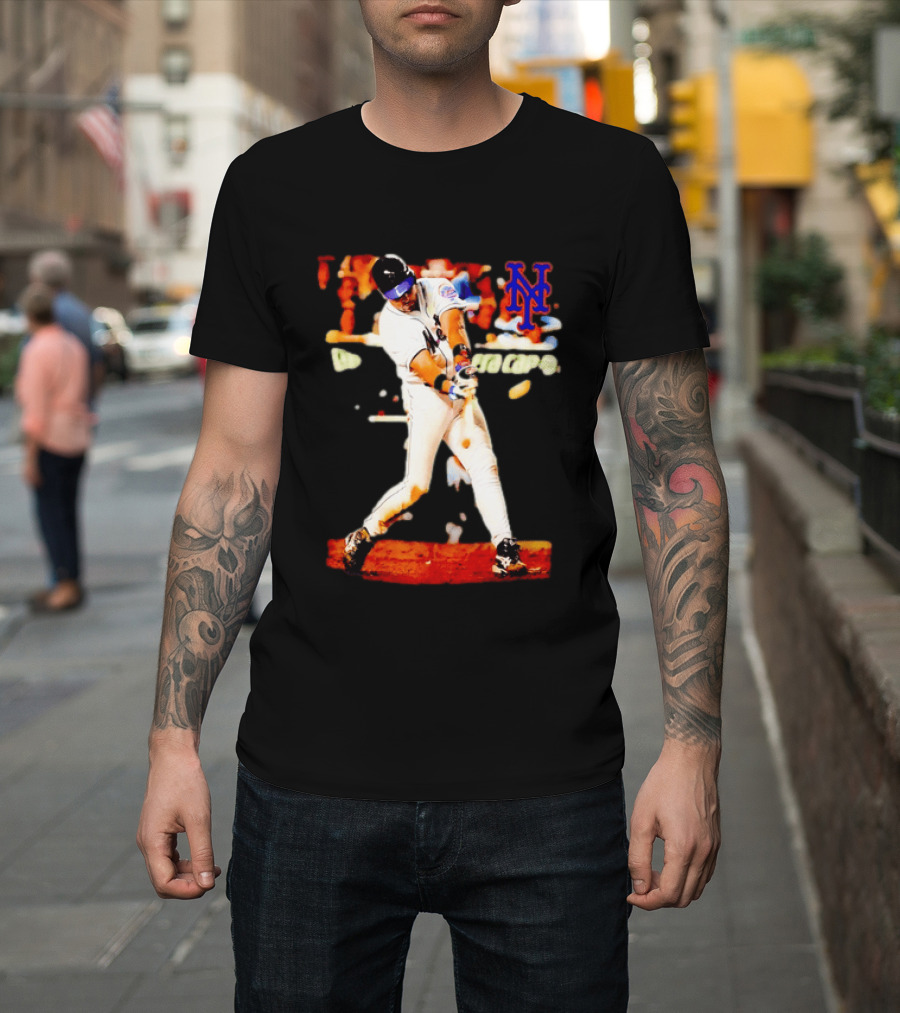 Mike Piazza New York Mets Batting Action MLB Player Swing T-Shirt