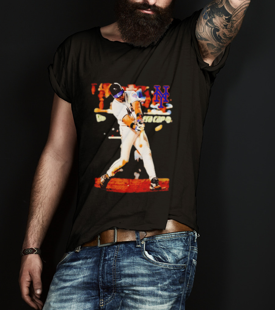 Mike Piazza New York Mets Batting Action MLB Player Swing T-Shirt