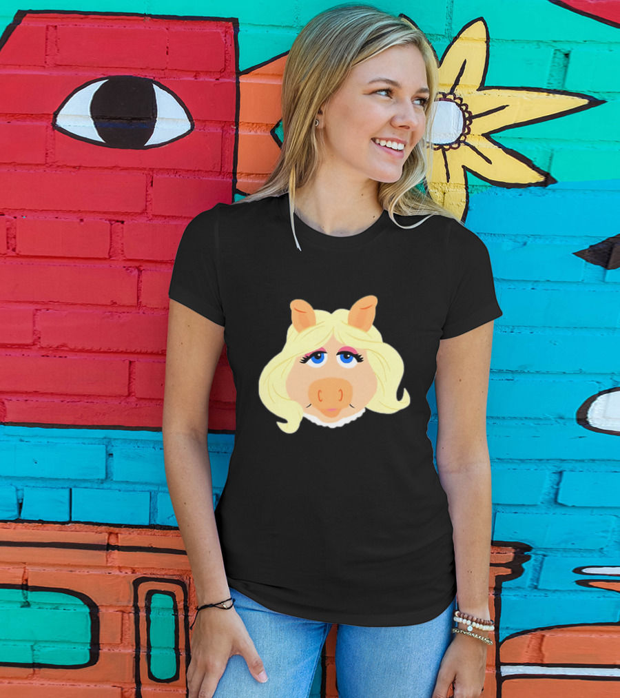 Miss Piggy Iconic Jim Henson's Muppets Character Blonde Hair Blue Eyes T-Shirt