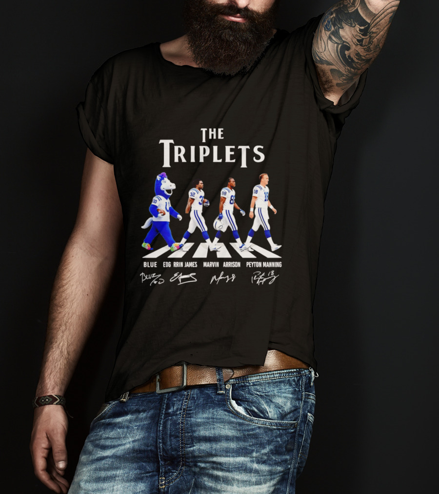 The Triplets Blue Edgerrin James Marvin Harrison Peyton Manning Indianapolis Colts T-Shirt