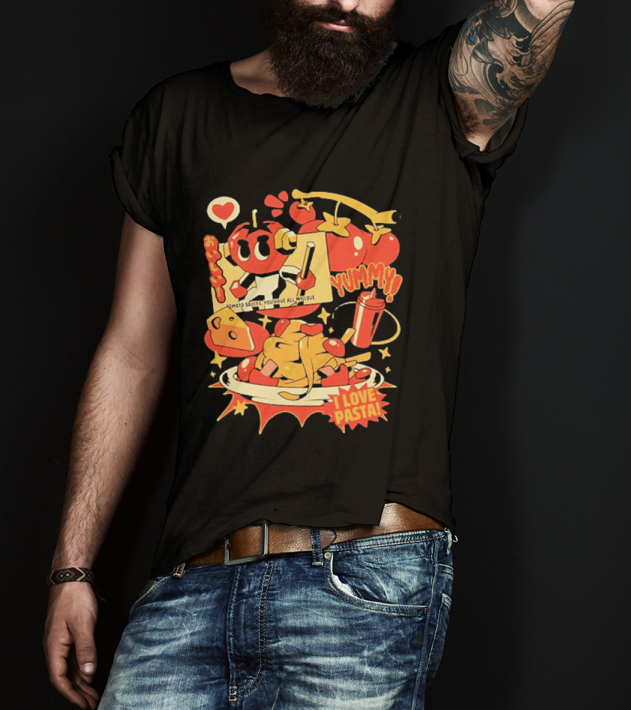 Tomato Sauces Yummy I Love Pasta With Cheese And Heart T-Shirt