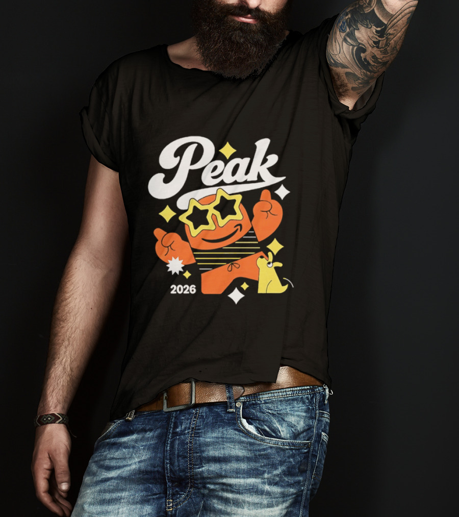 Peak 2026 Star Sunglasses Cartoon T-Shirt