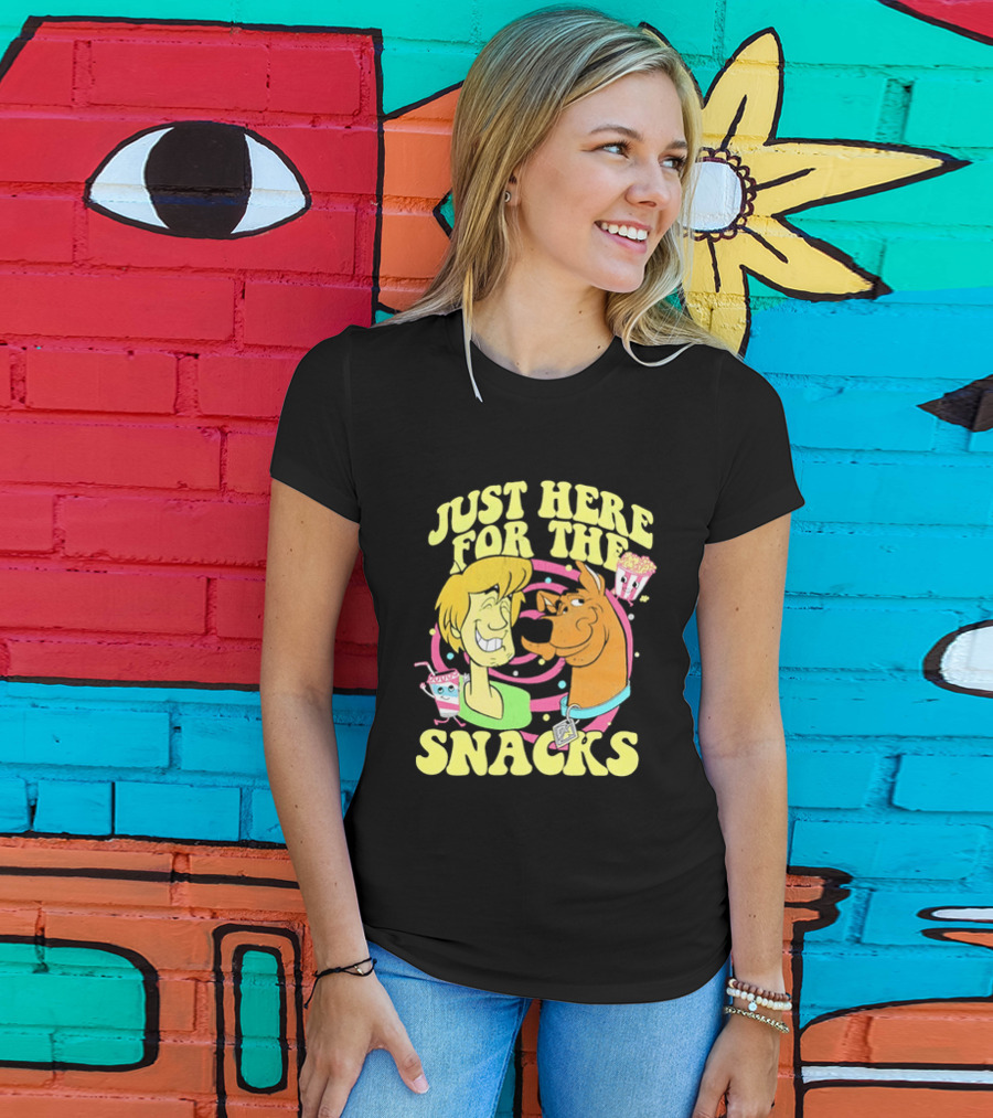 Scooby Doo Shaggy Just Here For The Snacks Popcorn Fun T-Shirt