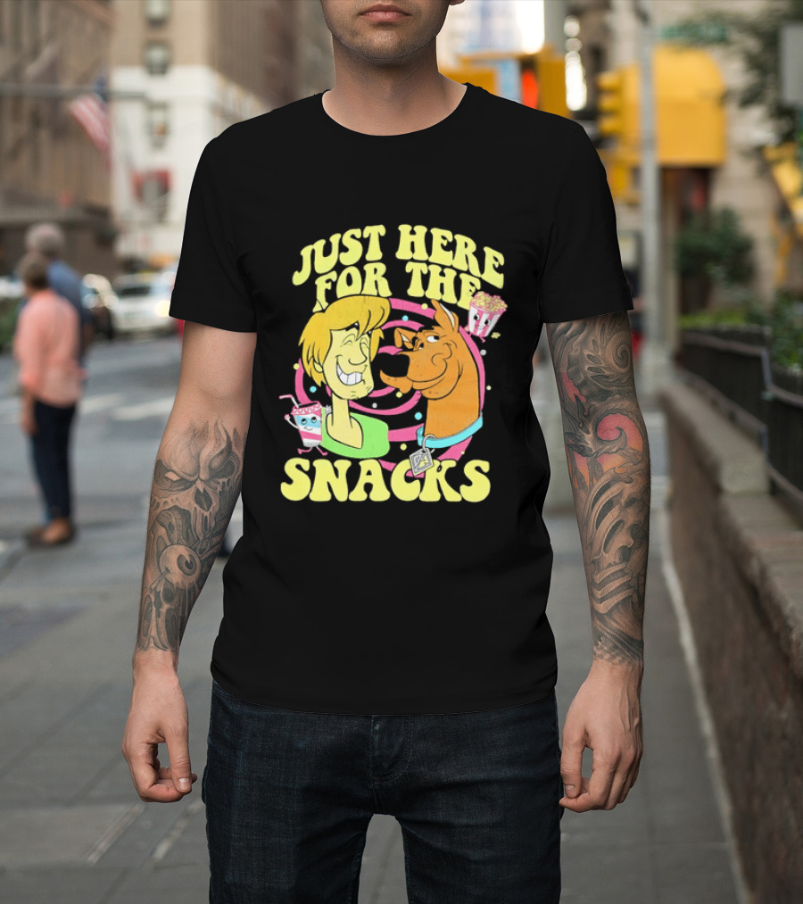 Scooby Doo Shaggy Just Here For The Snacks Popcorn Fun T-Shirt