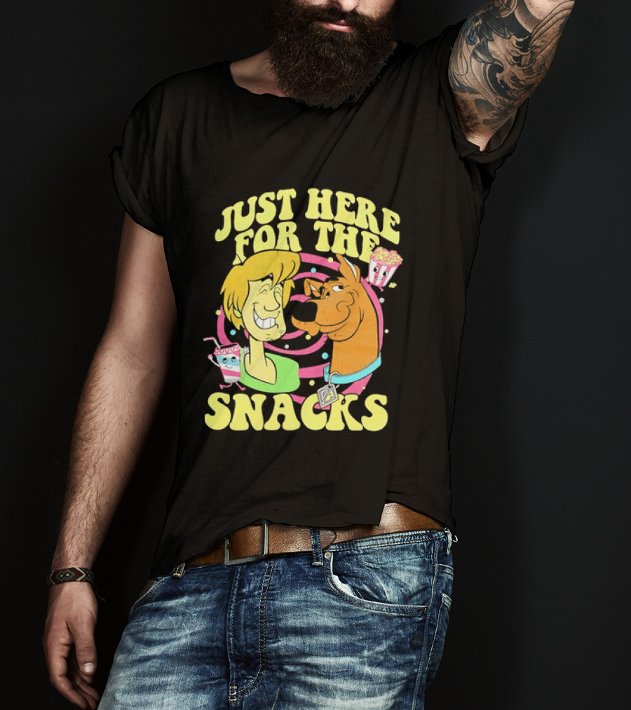 Scooby Doo Shaggy Just Here For The Snacks Popcorn Fun T-Shirt
