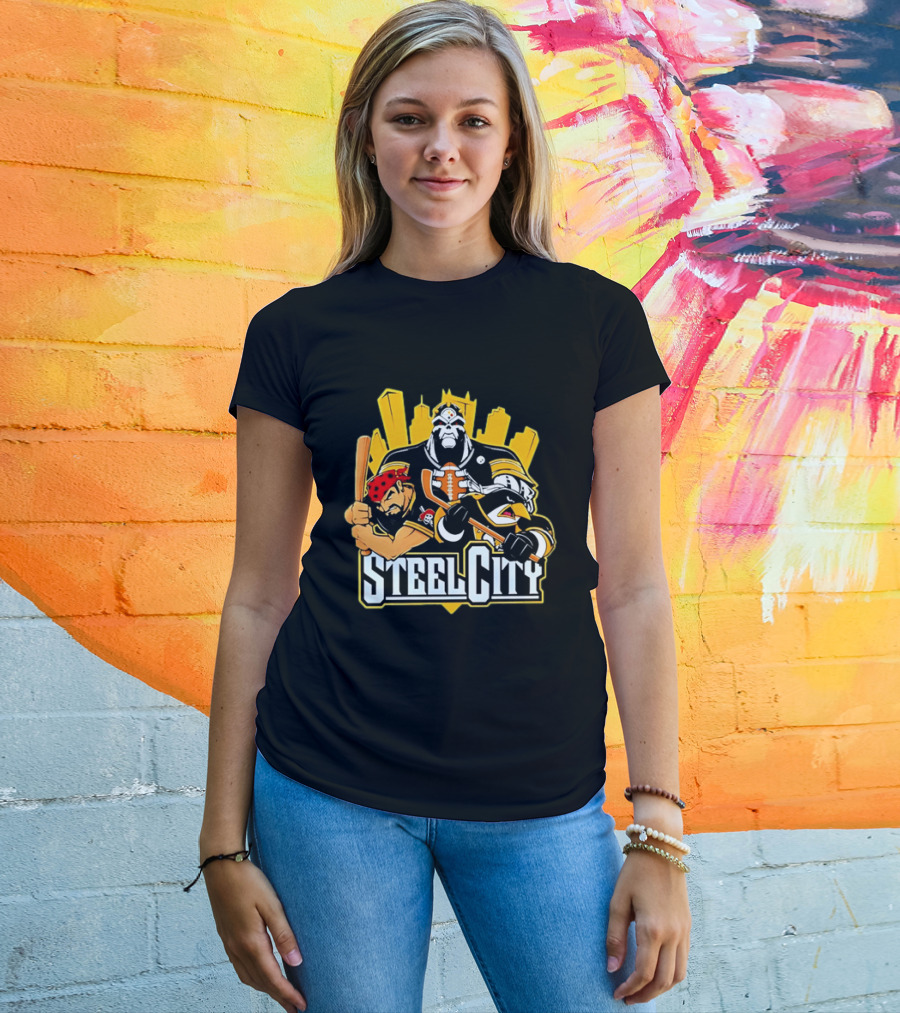 Steel City Pittsburgh Sports Teams Mascot Trio T-Shirt