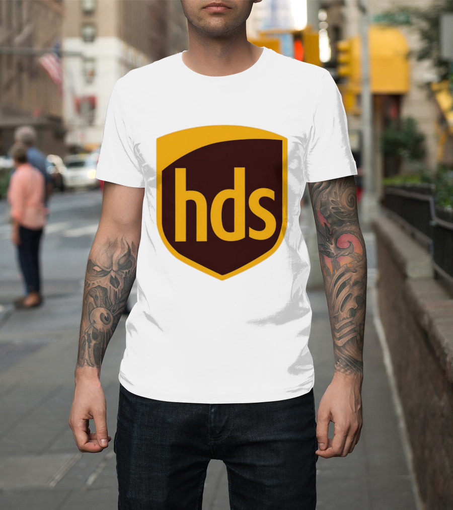 HDS Shield Emblem Brown And Yellow Branding T-Shirt