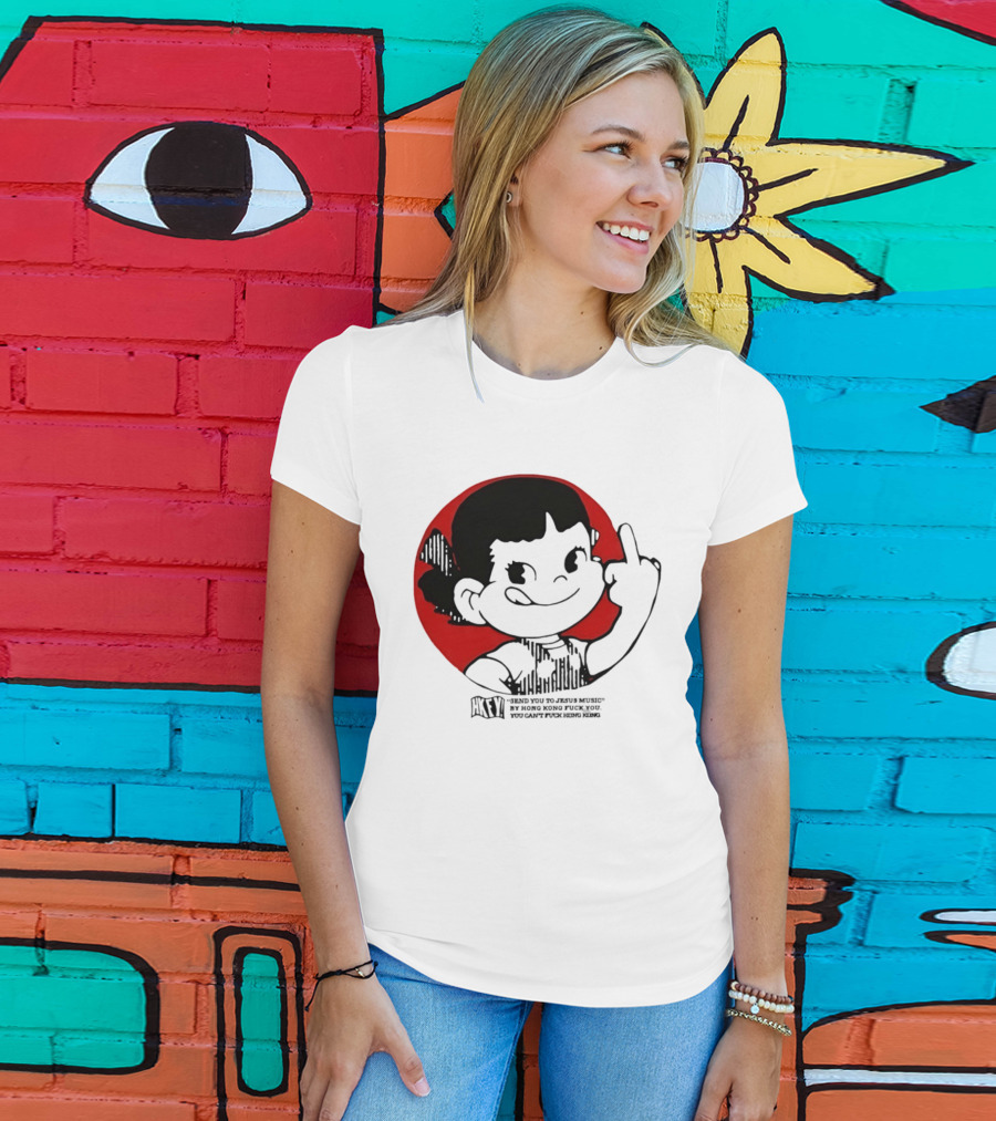 HKFY Send You To Jesus Music By Hong Kong F You Middle Finger Red Circle T-Shirt