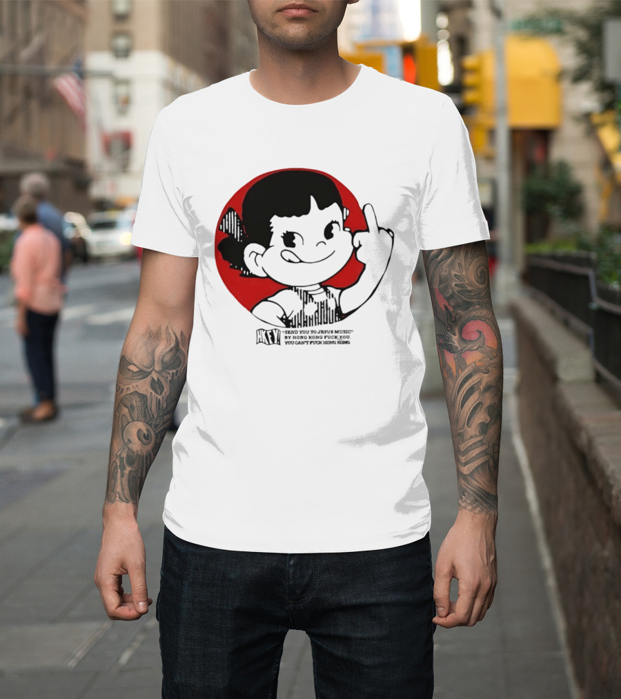 HKFY Send You To Jesus Music By Hong Kong F You Middle Finger Red Circle T-Shirt