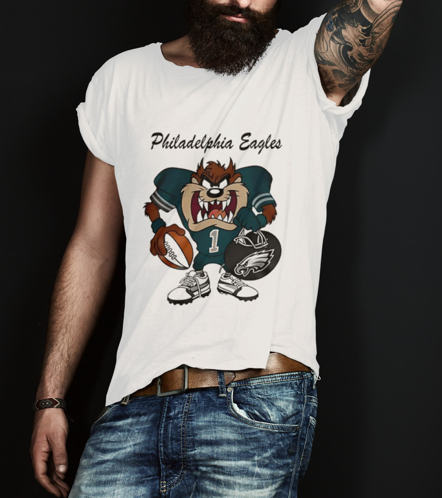 Philadelphia Eagles Taz Tasmanian Devil Football Player Cartoon T-Shirt