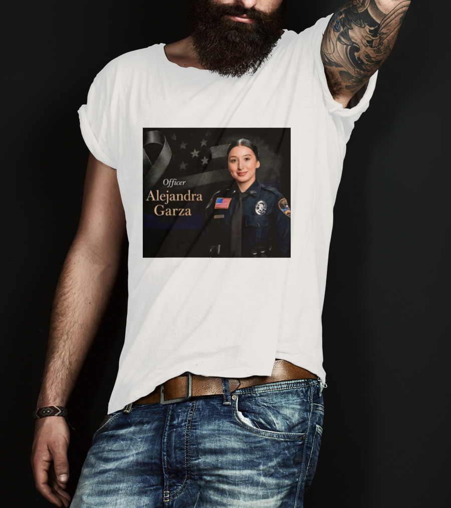 Officer Alejandra Garza Memorial Tribute With Flag And Ribbon T-Shirt