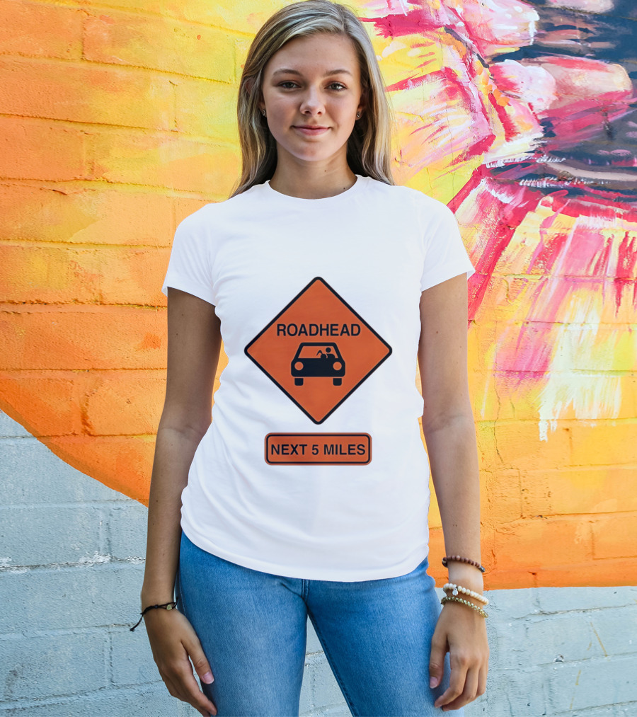 Roadhead Next 5 Miles Traffic Sign Car T-Shirt