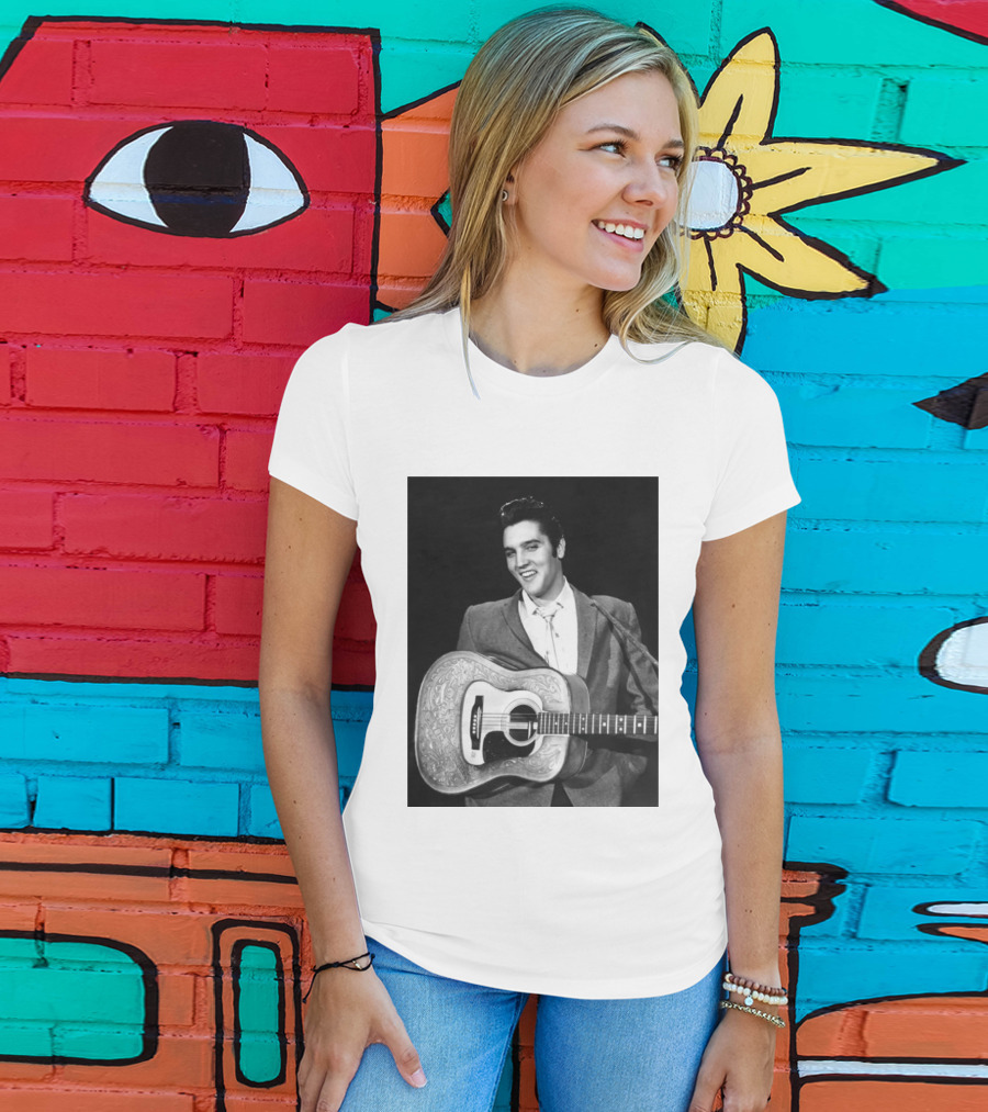 Elvis Presley Rock And Roll Iconic 1956 Style With Guitar T-Shirt