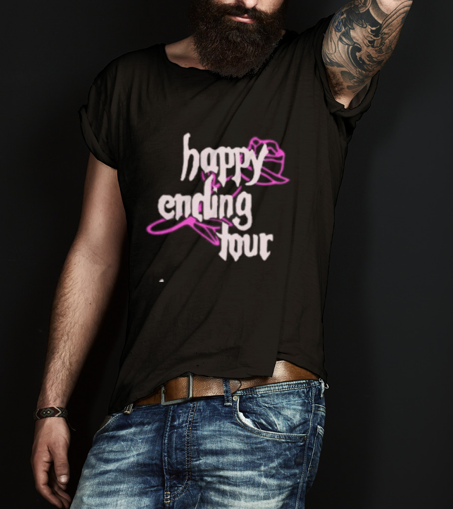 Bailey Rose Spinn Store Happy Ending Tour Trucker Hat Pink And White T-Shirt