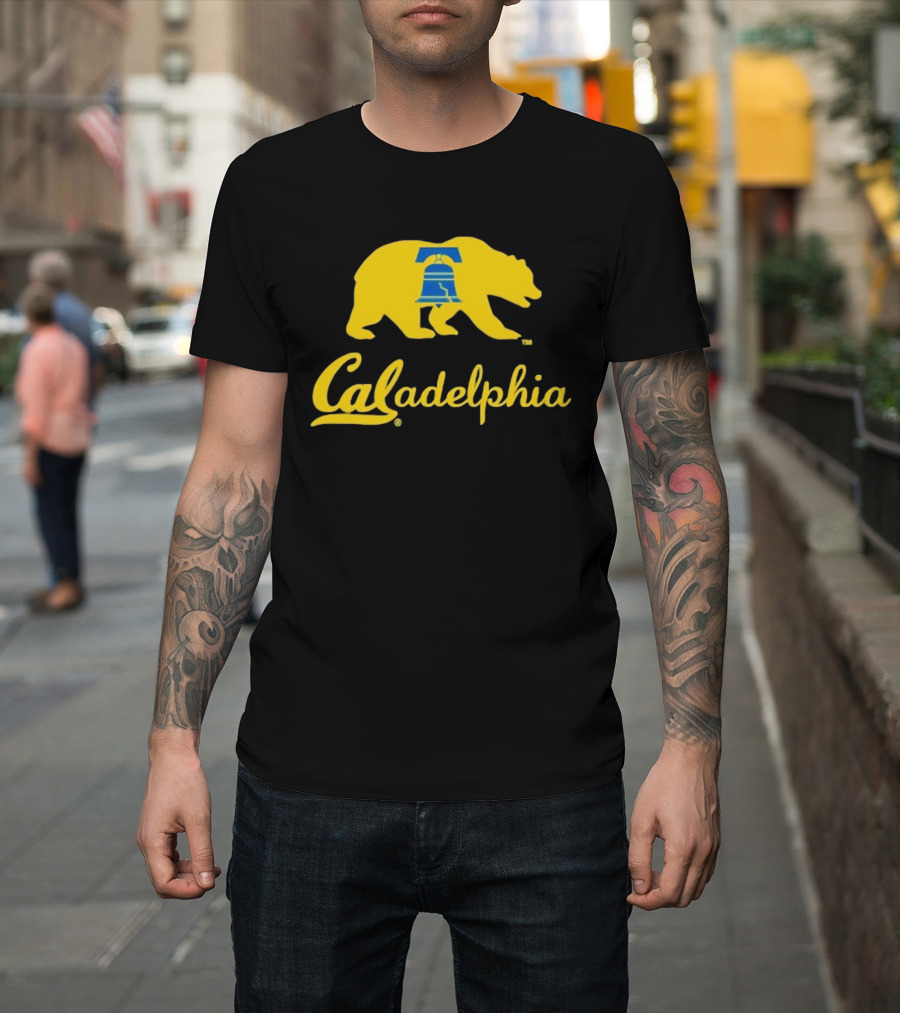 Caladelphia California Bear With Liberty Bell T-Shirt