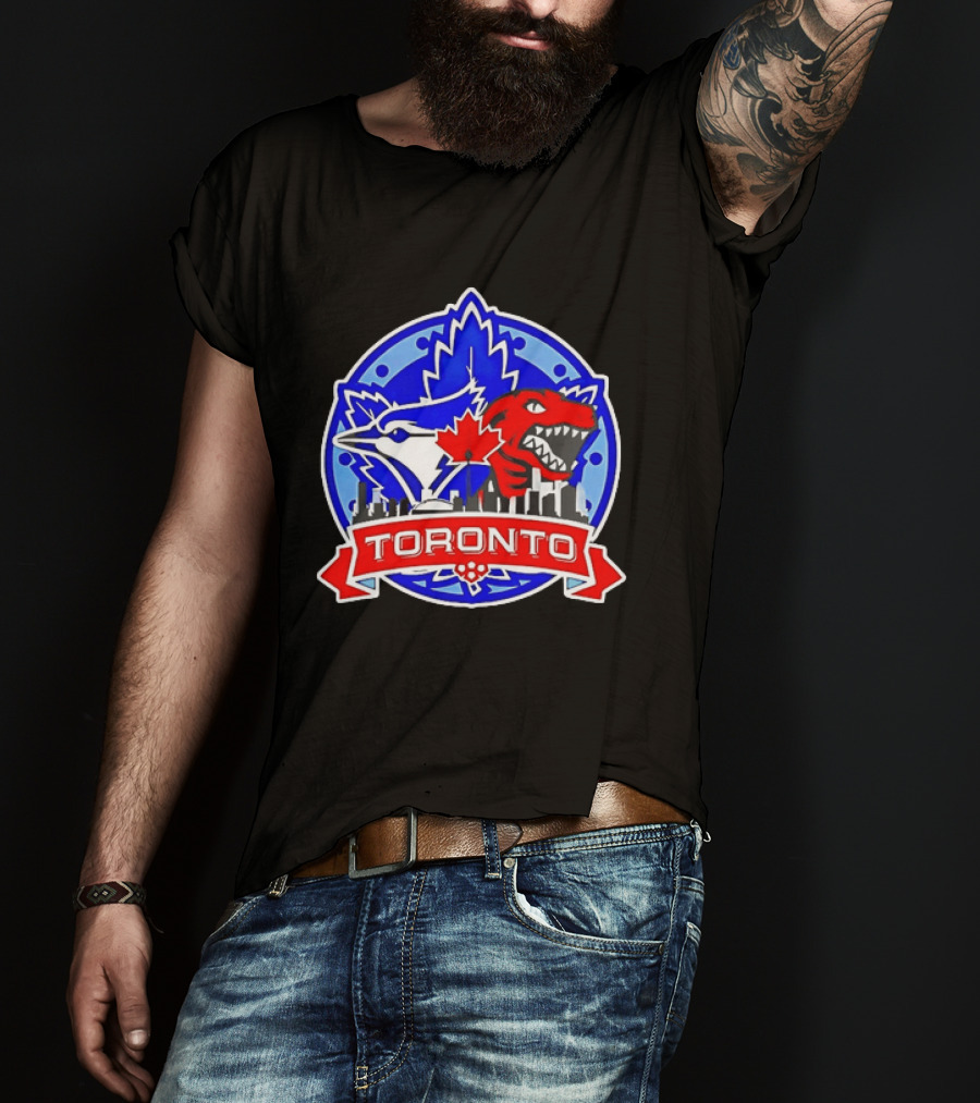 Toronto Raptors Blue Jays City Skyline Canada Leaf T-Shirt