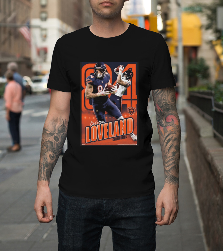Colston Loveland 84 Chicago Bears Football Action T-Shirt