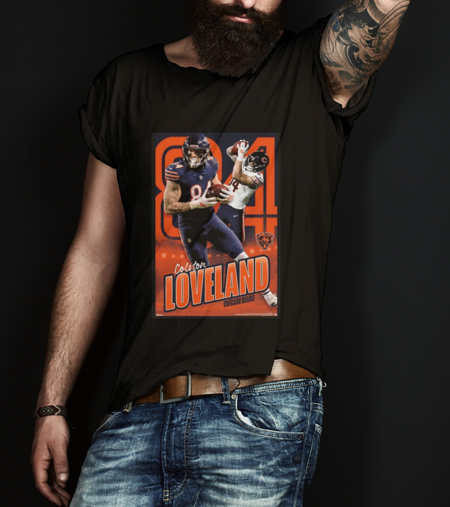 Colston Loveland 84 Chicago Bears Football Action T-Shirt