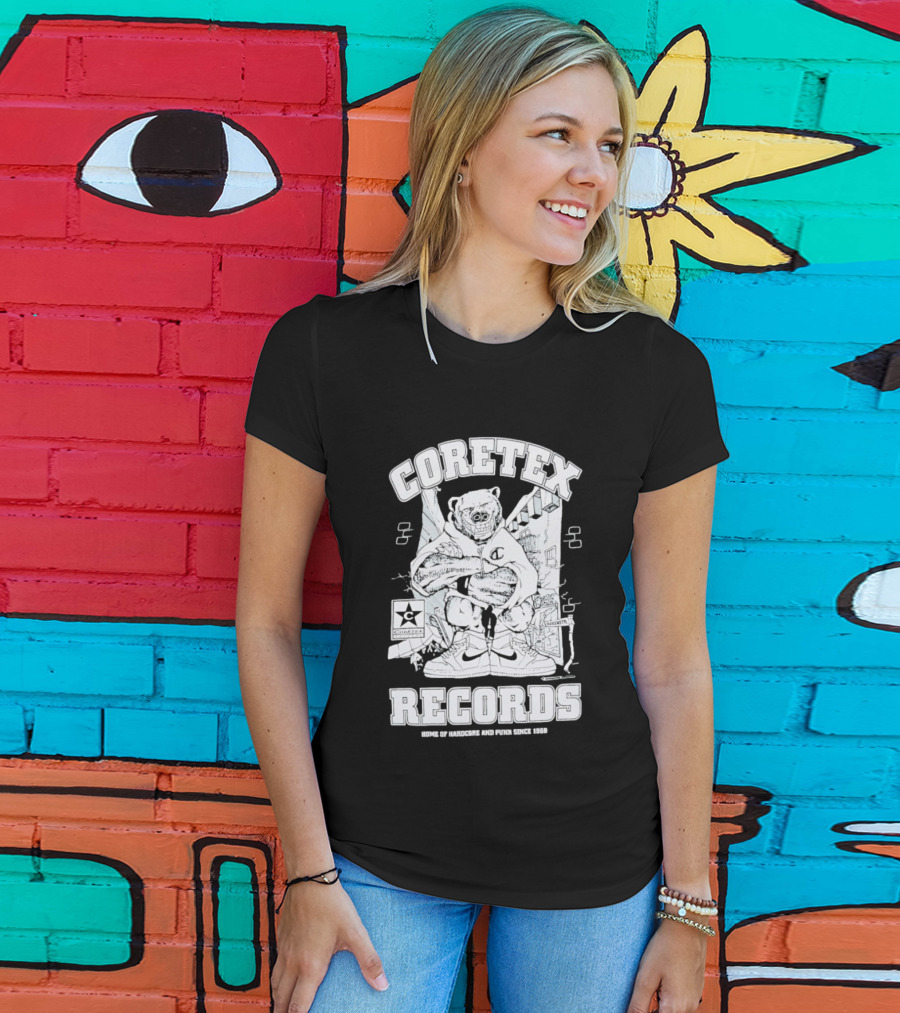 Coretex Records Home Of Hardcore And Punk Bear Illustration Since 1988 T-Shirt