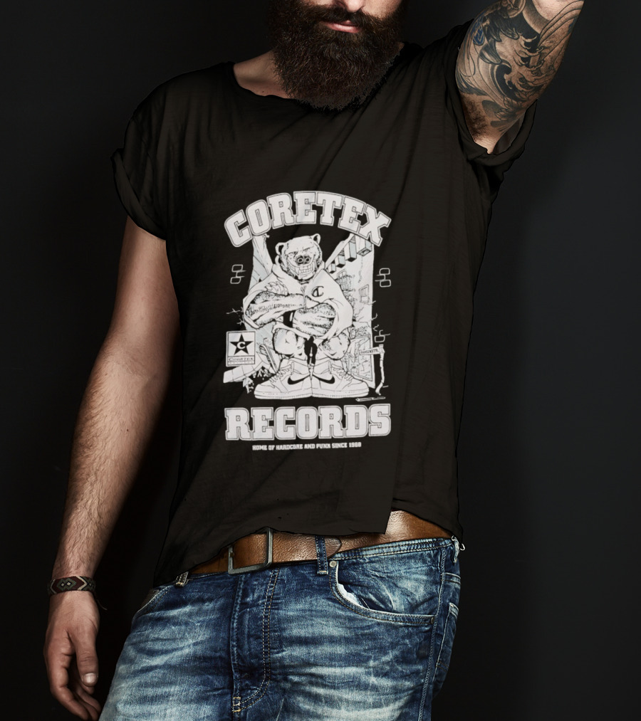 Coretex Records Home Of Hardcore And Punk Bear Illustration Since 1988 T-Shirt