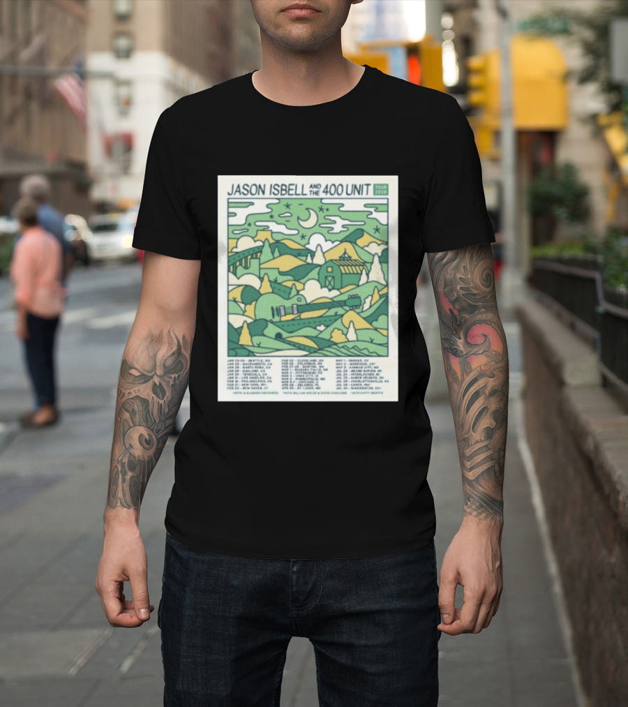 Jason Isbell And The 400 Unit Tour 2026 January 23 24 Seattle Wa Jan 26 Sacramento Ca Nostalgic 2026 Countryside Landscape T-Shirt