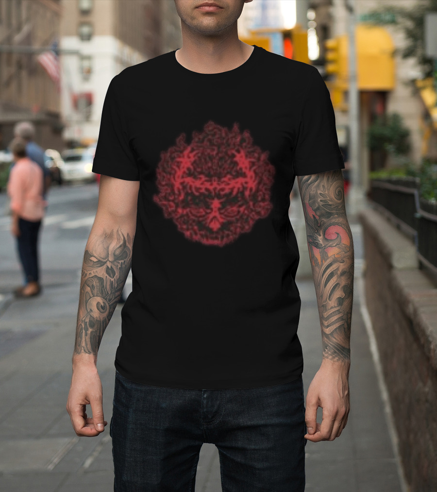 Daze Store Bloodshed Skull Red Floral Skull T-Shirt