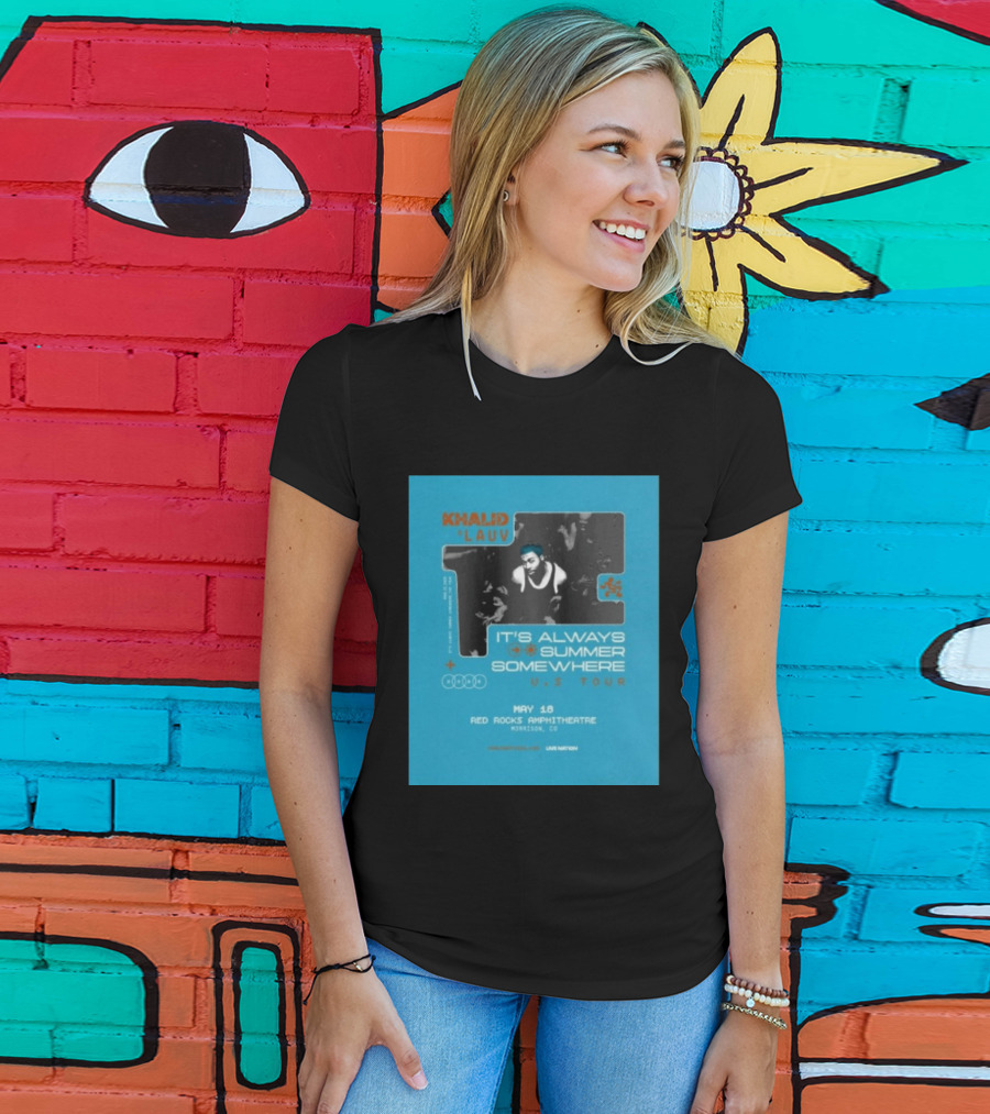 Khalid Lauv It's Always Summer Somewhere US Tour 2026 May 18 Red Rocks Amphitheatre Morrison CO Live Nation T-Shirt