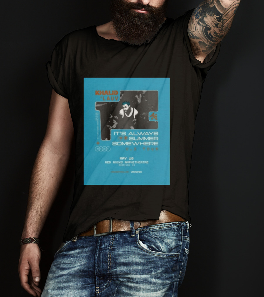 Khalid Lauv It's Always Summer Somewhere US Tour 2026 May 18 Red Rocks Amphitheatre Morrison CO Live Nation T-Shirt