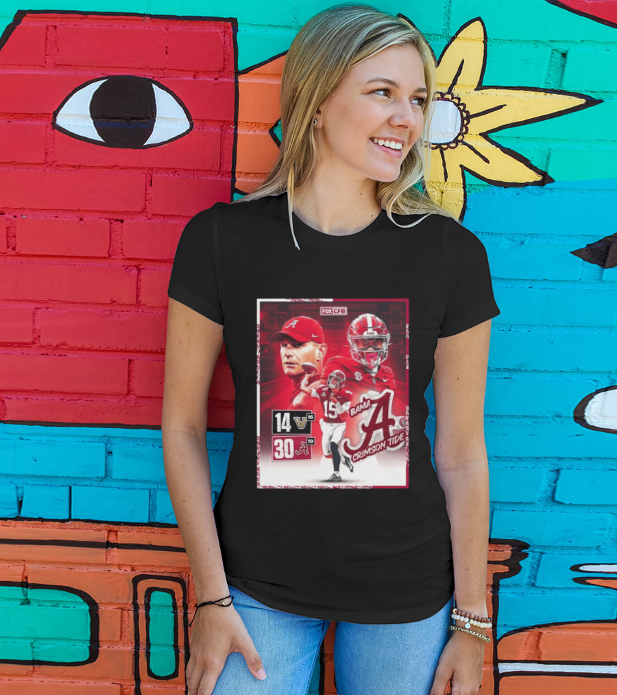 Crimson Tide Triumph Over Vanderbilt 30 14 Featuring Head Coach Kalen DeBoer And Jalen Milroe T-Shirt